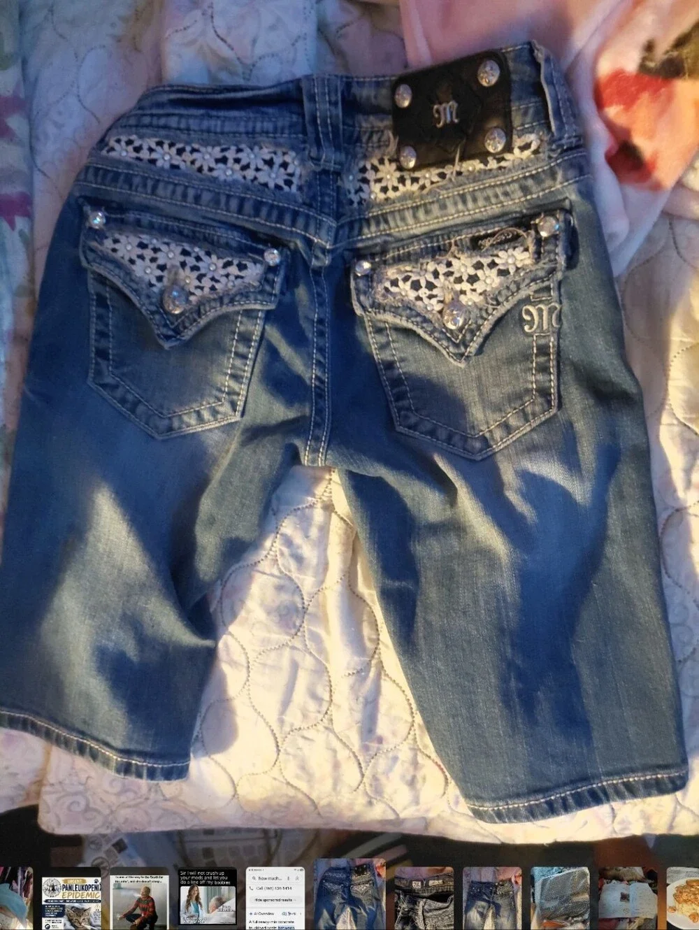 Womens Miss Me  Bemuda Shorts  Blue Denim with Contrast Stitching  Size 26
